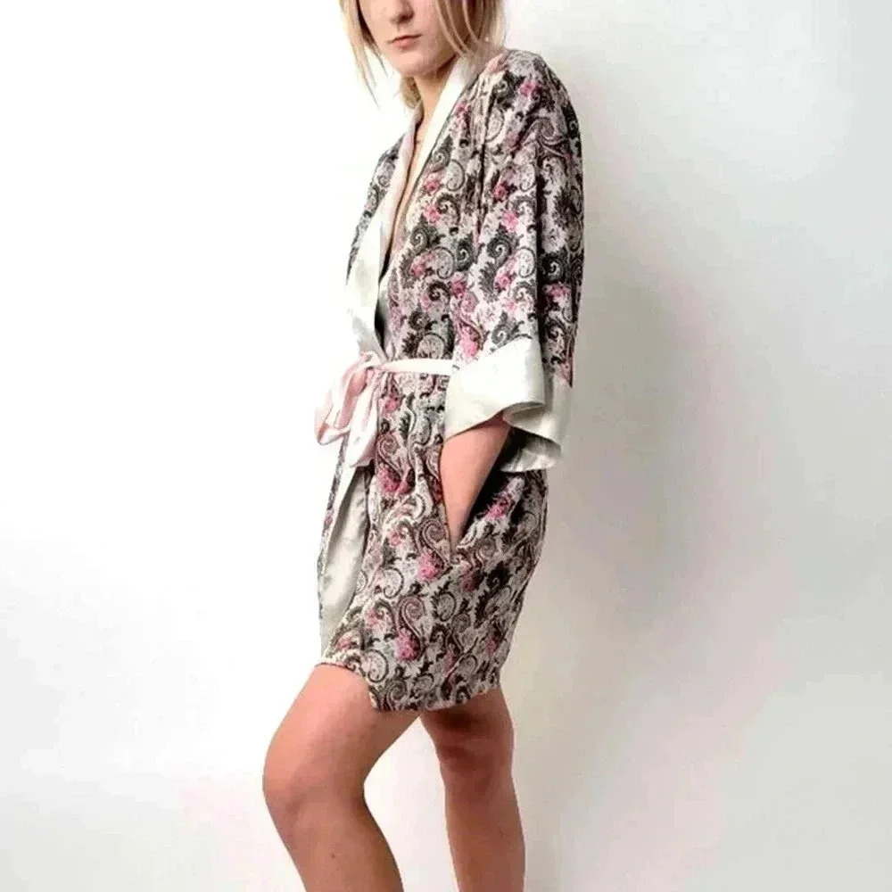 Vintage 90s Victoria’s Secret Gold Label Floral Paisley Kimono Robe - Picture 5 of 6